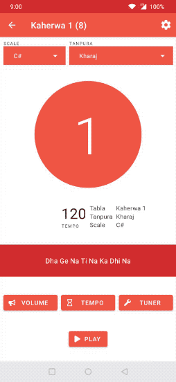 Change volume or play only tabla or tanpura - GIF